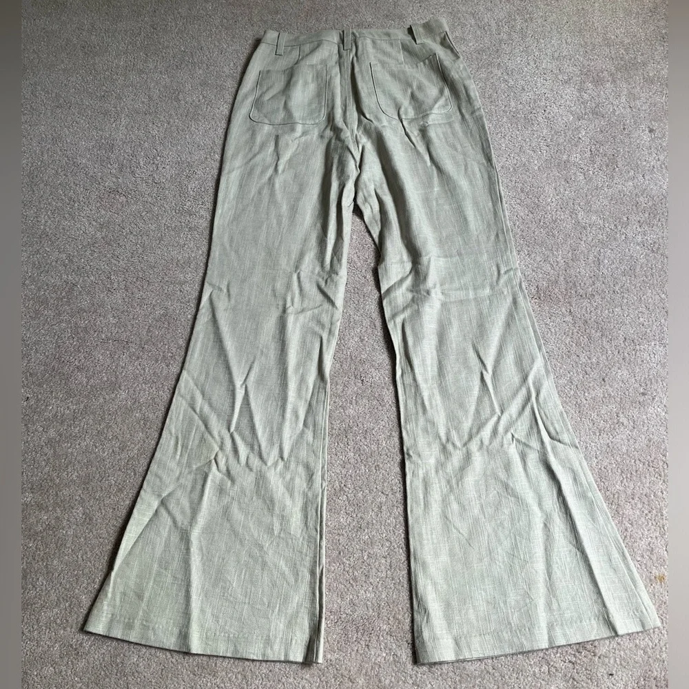Staud Beige Linen Blend Patches Flared Pants Sz. 10 - Picture 4 of 8